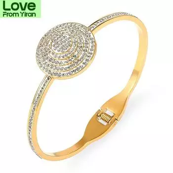 Fysara Новые Браслеты Из Нержавеющей Стали Бусины & Браслеты Парные Римские Цифры Кристалл Браслеты Манжеты Женские Украшения Для Женщин золотой