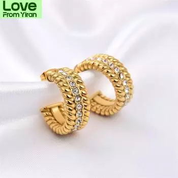 Fysara Популярная распродажа Стиль C-типа Серьги из нержавеющей стали Простые женские многослойные серьги Модные серьги Ювелирные изделия Подарки золотой