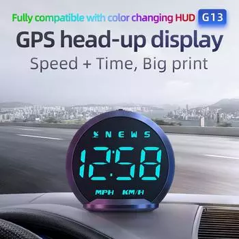 G13 Автомобильный HUD GPS бортовой компьютер цифровой проекционный дисплей автоматический спидометр проектор скорости на лобовое стекло для всех автомобилей чёрный