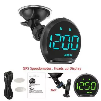 G13 GPS Head Up Display Автомобильный дисплей HUD Датчик с KMH Скорость Усталость вождения Сигнализация Компас Скорость Часы Пройденное расстояние Время вождения чёрный