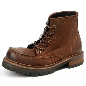 G16-12 Ботинки для инструментов Мужские ботинки из матовой кожи с масляным воском и толстой подошвой Ботинки Martin Мужская обувь в стиле ретро 38