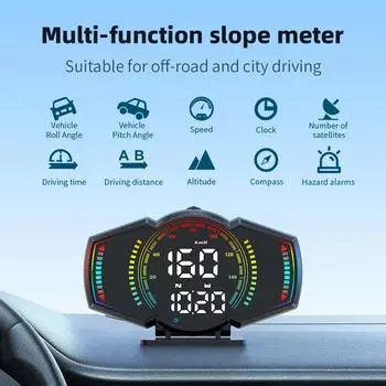 G18 HUD Head-Up Display GPS Speedometer Slope Meter Clock Compass with Overspeed Alarm Fuel Mileage Alarm Car Accessories