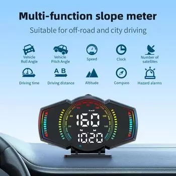 G18 HUD Head-Up Display GPS Speedometer Slope Meter Clock Compass with Overspeed Alarm Fuel Mileage Alarm Car Accessories