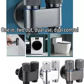 G1/2 Мини-многофункциональный смеситель из латуни Один на два с двойным управлением Кран для стиральной машины Трехходовой треугольник для унитаза style3
