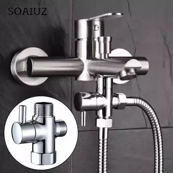 G1/2in 3-ходовой латунный перепускной клапан Т-образный адаптер, хромированный преобразователь для насадки для душа