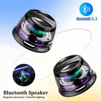 G200 Bluetooth 5.3 динамик Мини динамик Портативный магнитный динамик Многофункциональный RGB динамик RGB подсветка 7 часов воспроизведения чёрный