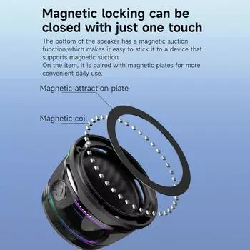 G200 Магнитный BT-динамик Многоцелевой портативный держатель сотового телефона для металлической поверхности Беспроводной чёрный
