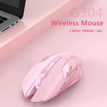 G305 игровая мышь USB перезаряжаемая 2.4G беспроводная Bluetooth мышь бесшумная эргономичная мышь 1600DPI 6 кнопок светодиодная подсветка для ПК ноутбука wireless розовый