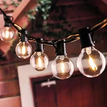 G40 лампочки E12 3 В 120 В 220 В 1 Вт стеклянные шарообразные лампочки гирлянда для внутреннего и наружного использования патио домашний садовый декор теплый белый цвет 3V