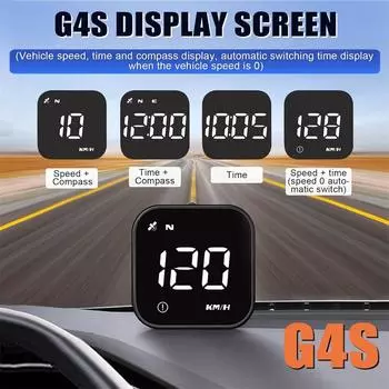 G4S-белый GPS HUD держатель для автомобильного проекционного дисплея 2,5 дюйма подставка для экрана светодиодные часы компас спидометр сигнализация превышения скорости км/ч бортовой компьютер белый