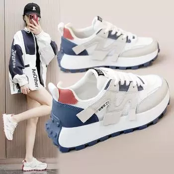 G6822-5 Новые туфли для папы, женские весенне-летние туфли, увеличивающие рост, на дышащей платформе, с сетчатой поверхностью, белые туфли, универсальная дорожная обувь 35