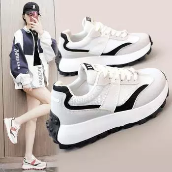 G6830-1 Новые белые туфли, женские весенне-летние повседневные женские туфли на толстой подошве, туфли на досках, дышащие, прочные с круглым носком 35