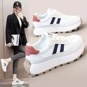 G6831 Новые белые туфли, женские весенние и летние повседневные женские туфли на толстой подошве с увеличенной подошвой, дышащие и пригодные для носки туфли для папы 35