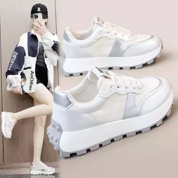 G6832 Новые белые туфли, женские весенне-летние туфли для папы на толстой подошве с завышенной подошвой, женские туфли для доски, износостойкие, дышащие с круглой головкой 35