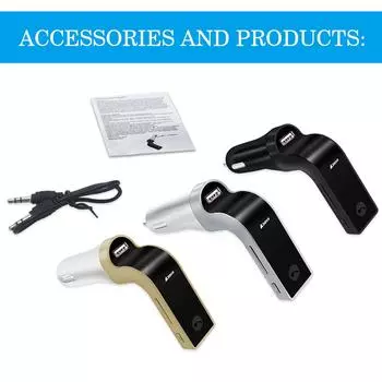 G7 Usb B luetooth Handsfree FM Transmitter Type Radio MP3 Player USB Charger Adapter Car Kit Cigarette Lighter Car Accessories серебряный