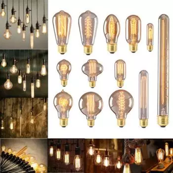 G95 E27 Лампа Эдисона накаливания в винтажном стиле, лампы в индустриальном стиле, 40 Вт, 220 В T10