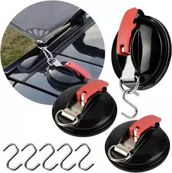 G Автомобильный боковой брезент с присоской, набор из 3 крючков для кемпинга и солнцезащитного козырька, вакуумного типа, легко устанавливается и снимается TMR.Breath чёрный