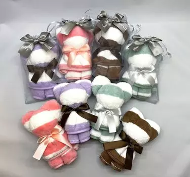 G Cute Bear Towel Towel Gift Handkerchief Border Edging Ribbon Included Event Celebration Prize 8 Pieces TMR.Breath