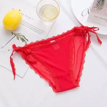 G String Cotton Crotch Low-waist Underpants Sexy Briefs Solid Color Bandage Thong Lace Panties темно-синий