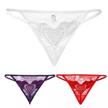 Стринги Кружевная Вышивка Нижнее Белье Бретели-спагетти Женские Трусики для Повседневной Носки