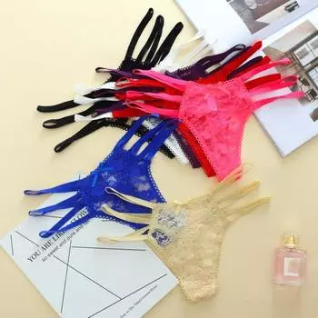 G-String Mesh Transparent Panties Bowknot Lace Flower Thong Soft Girl m