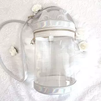 G triger Сумка для шитья с лентой «кошачьи ушки» Мешочек для шитья Сумка для хранения Демонстрационная сумка Сумка через плечо Event Clear Прозрачная Цилиндрическая Белая Большая белый