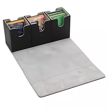 G Великолепный чехол для колоды вмещает 3 вмещает более 270 торговых карт TCG с магнитным покрытием из полиуретана, черный x 3-сторонние колоды, карты, кожа, тип, загрузчик, загрузчик,