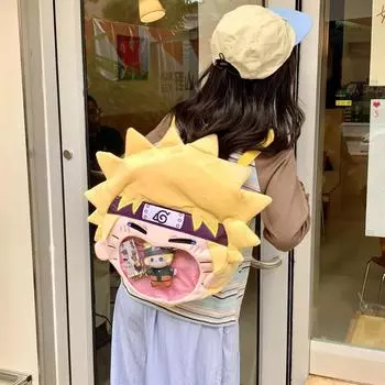 Gaara Uchiha Naruto Sasuke Plush Backpack Single Shoulder Crossbody Gift Bag Naruto