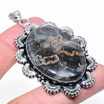 Gabbro Stone Gemstone Handmade 925 Sterling Silver Jewelry Pendant 2.56 v1D18