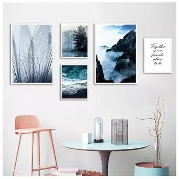 Gable Art Картина маслом Плакат Пейзаж Синий Пляж Гостиная Картина маслом Картина на месте 21cm30cm NoFrame