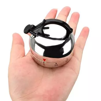 Гаджеты для кухонных инструментов 60-минутный кухонный таймер в форме чайника Механический таймер с обратным отсчетом Сигнализация Напоминания о приготовлении пищи Инструменты серебряный