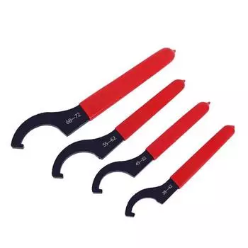 Гаечный ключ-крючок, цанговый патрон для круглой гайки 38-42 мм с красной нескользящей ручкой 38-42mm