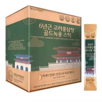 Gaeseong Koryo Ginseng Экстракт красного корейского женьшеня 6-летней выдержки, палочка из золотых рогов оленя 100 шт., 1,2 кг, 1 шт.