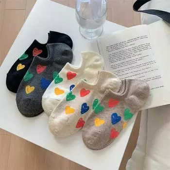 Gaffiti Невидимые хлопковые носки Lover Calf Leg Чулочно-носочные изделия Удобные носки-лодочки с сердечками Спортивные бежевый