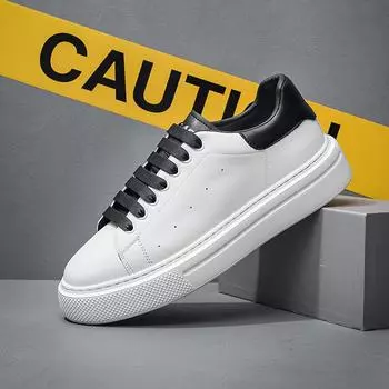 GAG men s board shoes new thick-soled heightening white shoes cowhide breathable board shoes sports and leisure shoes simple and versatile 38