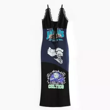 Gagaopt Summer Retro Casual Sleeveless Dress Blue S