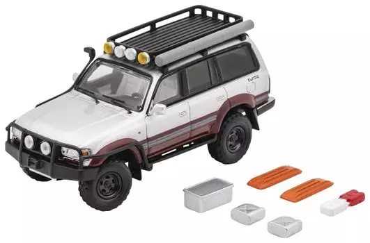 Gaincorp Products Toyota Land Cruiser LC80 Retrofit Version LHD Красный Готовый продукт 1/64 - - Серебристый/бордовый