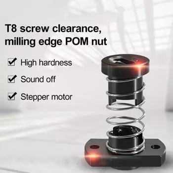 Гайка с защитой от люфта для 3D-принтера, шаг 2 мм, выводы 8 мм, резьбовой стержень Acme, подпружиненный, устраняет зазор