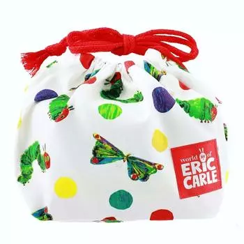 Gakken Staiful Very Hungry Lunch Drawstring Lunch Bag with Dot K08044 The Caterpillar Bag, Gusset, Medium, Pattern,