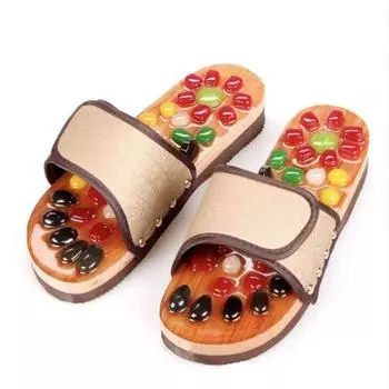 Галька Камень Акупрессура Массажные тапочки Массаж Стоун Рефлексология Сандалии Мужчины Женщины Фасциит 36-37 хаки