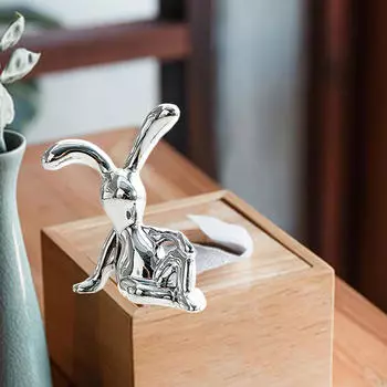 Гальваническая скульптура кролика, фигурки кухни, украшение автомобиля, домашний офис, настольный орнамент 4.4cmx3cmx8.7cm серебряный