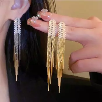 Гальванические серебряные иглы с кисточками из пшеничных ушей, легкие роскошные серьги, персонализированные серьги для женщин серебряный