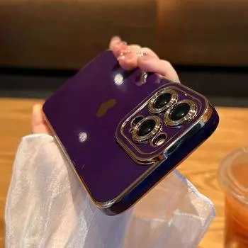 Чехол для телефона с гальваническим покрытием Love Heart для Iphone 14 13 11 12 Pro Max Xs Max Xr 14 Plus, мягкий противоударный чехол-бампер, фиолетовый For iPhone X or XS