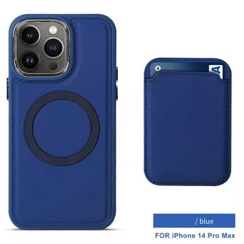 Гальванический держатель магнитной карты, силиконовый чехол для телефона для iPhone 14 Plus 13 Pro Max 12 11, задняя крышка Magsafe с беспроводной зарядкой и чехлами-кошельками For iPhone 14 чёрный