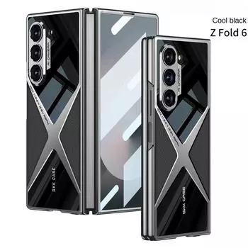 Гальванический кожаный чехол для телефона для Samsung Galaxy Z Fold 6 5 4 3 Fold6 Fold5 Fold4 Fold3 5G Жесткий защитный чехол-пленка Galaxy Z Fold5