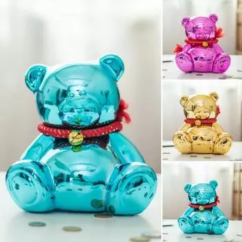 Гальванический медведь-копилка, сидящий медведь, монета, копилка, домашний офис, книжная полка, украшение для рабочего стола, украшение для детей и взрослых, подарок розы красного