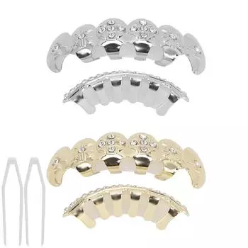 Гальванический набор вставных зубов в стиле хип-хоп, многоразовый неувядающий Хэллоуин, фестиваль, украшение для зубов, скобка Silver
