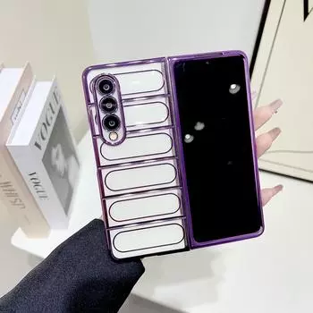 Гальванический прозрачный чехол для Samsung Galaxy Z Fold 3 4 Fold4 Zfold3, защитный противоударный модный чехол с защитой от царапин For Samsung Z Fold 4 серебряный