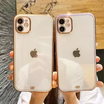 Гальванический прозрачный чехол для телефона для Iphone 12 13 Pro 11 12 Max Xr X Xs Max 13pro 14pro Max, мягкая прозрачная противоударная задняя крышка For iPhone 12