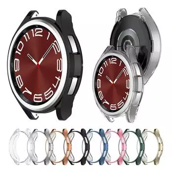 Гальванический защитный чехол из ТПУ для Samsung Galaxy Watch 6 Classic, 43 мм, 47 мм, полый защитный чехол, бампер Watch 6 Classic 43mm прозрачный